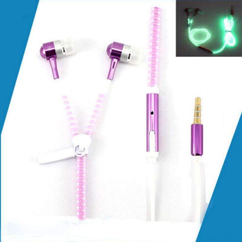 Glow In The Dark Metal Earphones Earbuds With Mic
