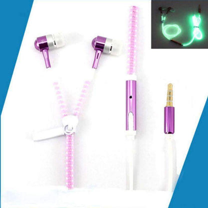 Glow In The Dark Metal Earphones Earbuds With Mic