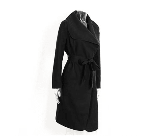 Turn-Down Ruffle Long Casual Coat