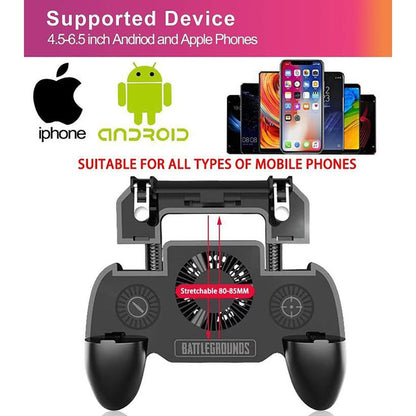 Mobile Gaming Controller--Trigger L1R1 & 2000 mAh Power Bank & Cooler Fan 3 in 1 For PUBG/Fortnite