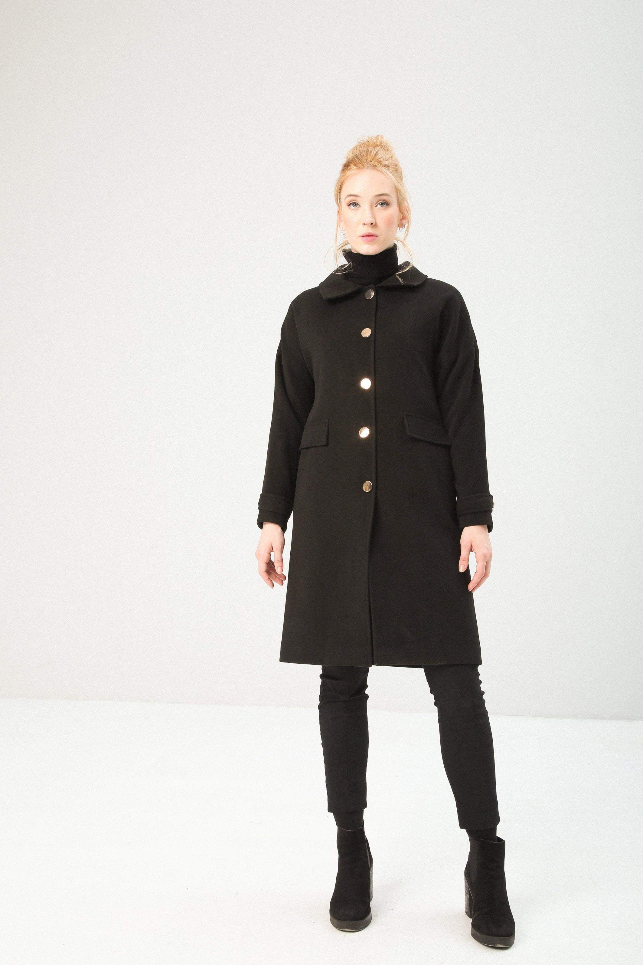 Women's Single Breasted Coat Black