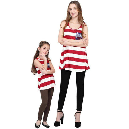 Mom Me Baby Girls Blouse 4th Of July Independence Day Family Tops Stars Striped T-Shirt Clothes