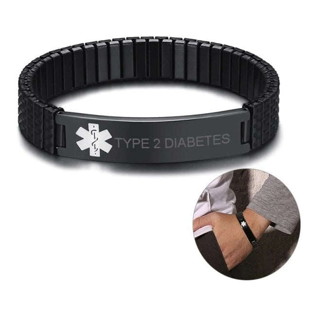 Diabetic Medical Alert Bracelet For Diabetes Type 1 And Type 2