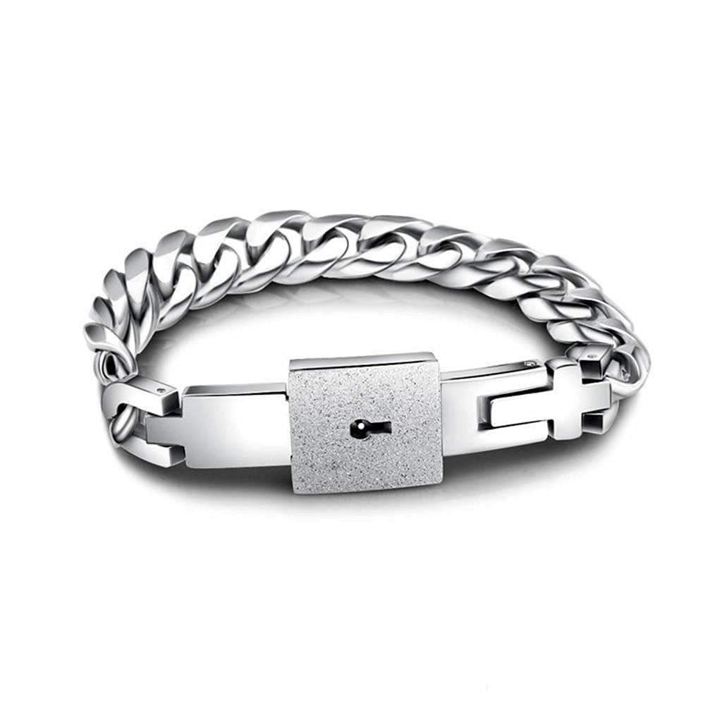Titanium Men Bracelet & Heart Key Necklace