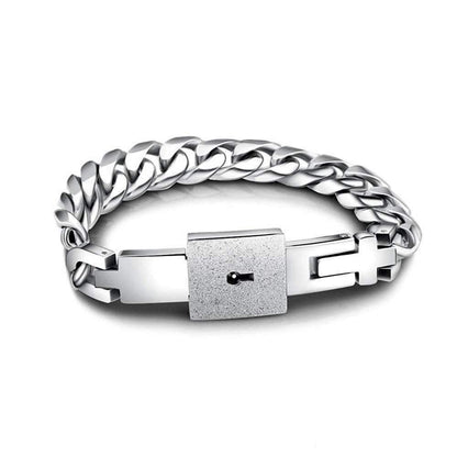 Titanium Men Bracelet & Heart Key Necklace