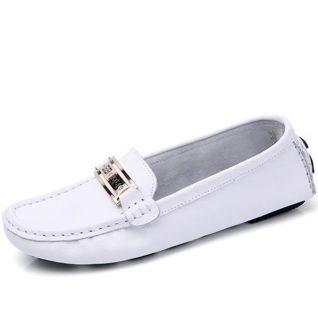 Women genuine leather ballet flats shoes