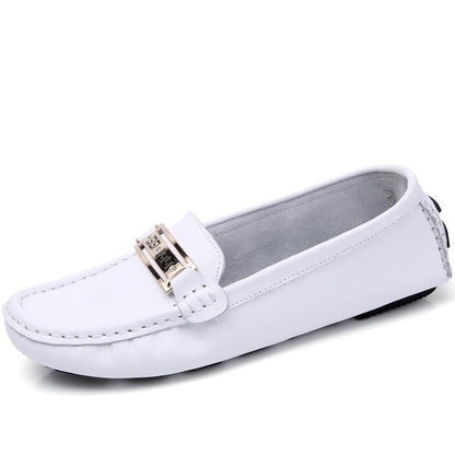 Women genuine leather ballet flats shoes