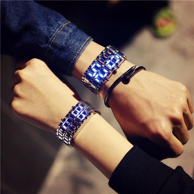 s Korean Style men women digital wristwatches creative LED light electronic male female clock fashion casual couple bracelet watch