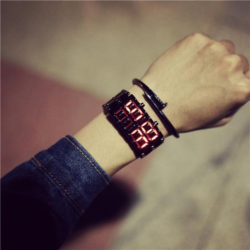 s Korean Style men women digital wristwatches creative LED light electronic male female clock fashion casual couple bracelet watch