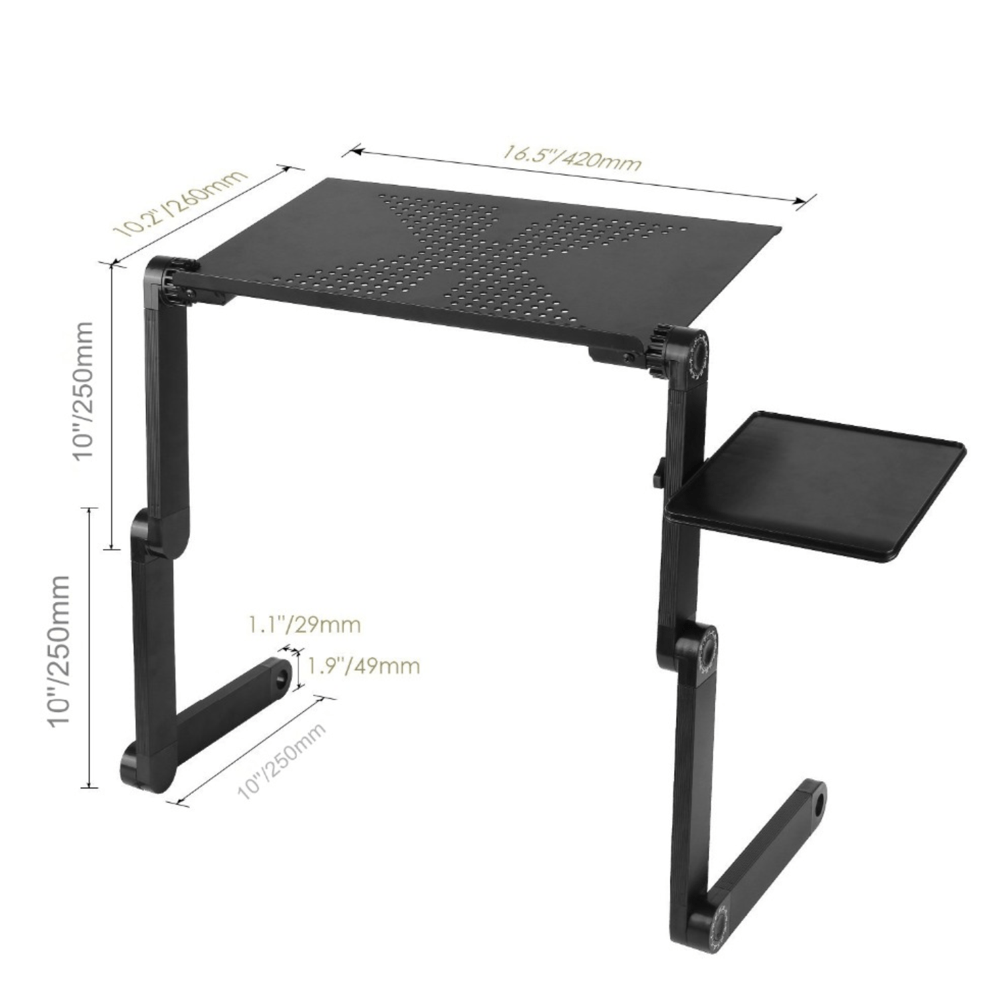 Adjustable Ergonomic Portable Aluminum Laptop Desk. (Mouse Pad Included)