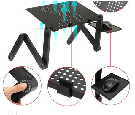 Adjustable Ergonomic Portable Aluminum Laptop Desk. (Mouse Pad Included)