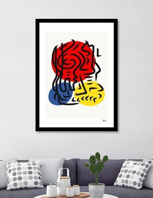 Abstract Street Graphic Red Blue Yellow Art Frame