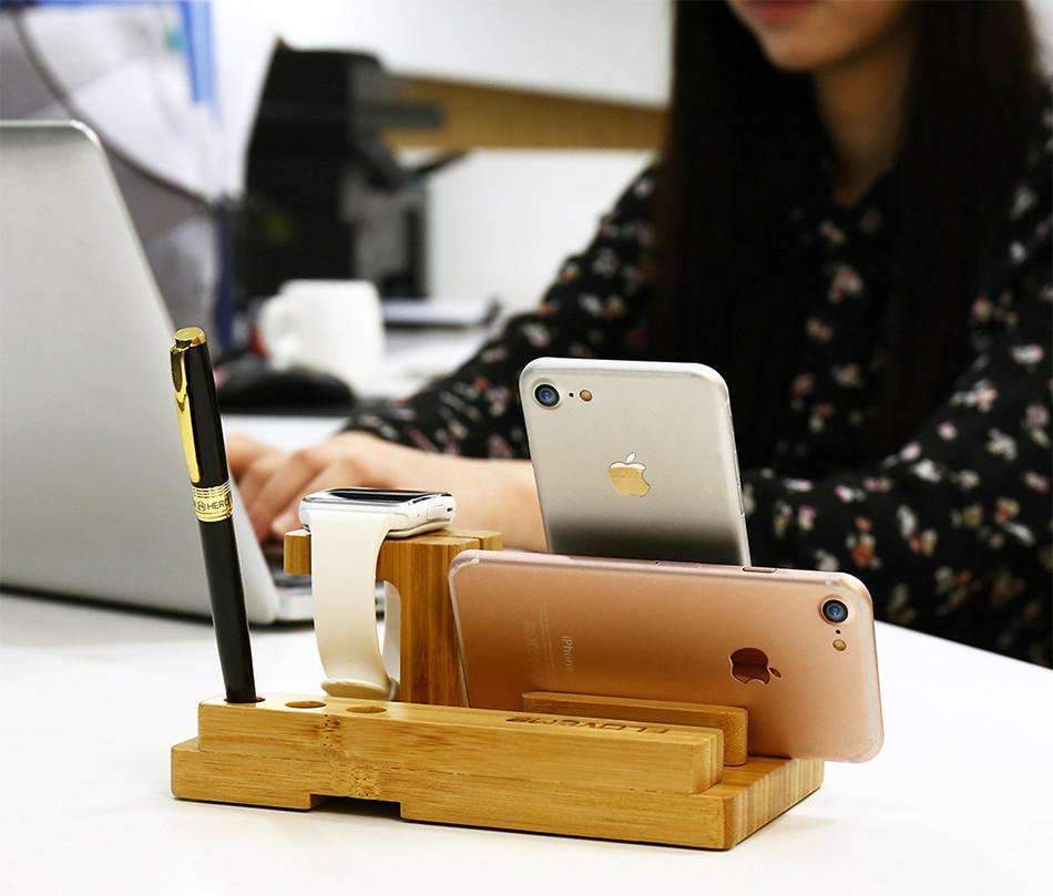 Bamboo Charging Holder Dock - A Great Place to Keep Your Gadgets!