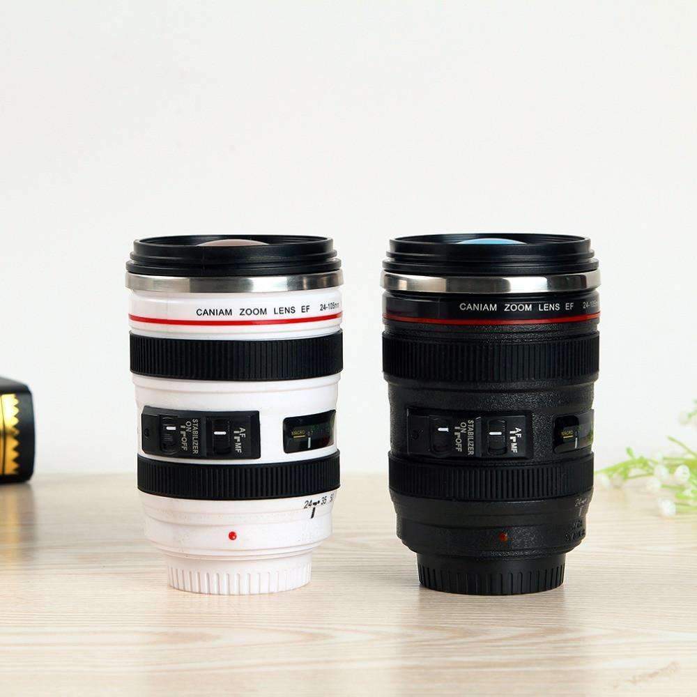 Camera Lens Shape Cup Coffee Tea Travel Mug Stainless Steel