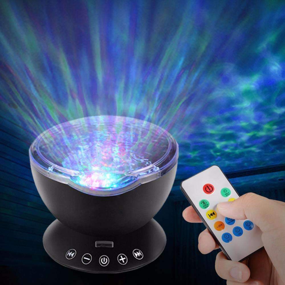 Ocean Wave Projector - Night Light Show Projection Built-in Soft Music Player Remote Control