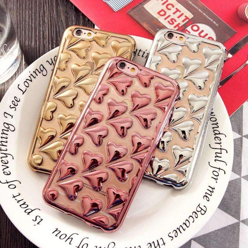 Case Cute Rose Gold Plating Heart Fashion For iPhone 6 6S