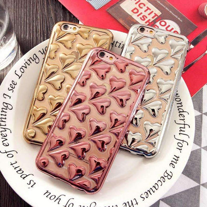 Case Cute Rose Gold Plating Heart Fashion For iPhone 6 6S
