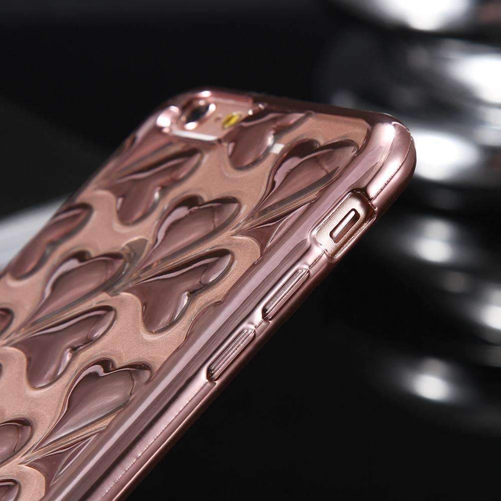 Case Cute Rose Gold Plating Heart Fashion For iPhone 6 6S