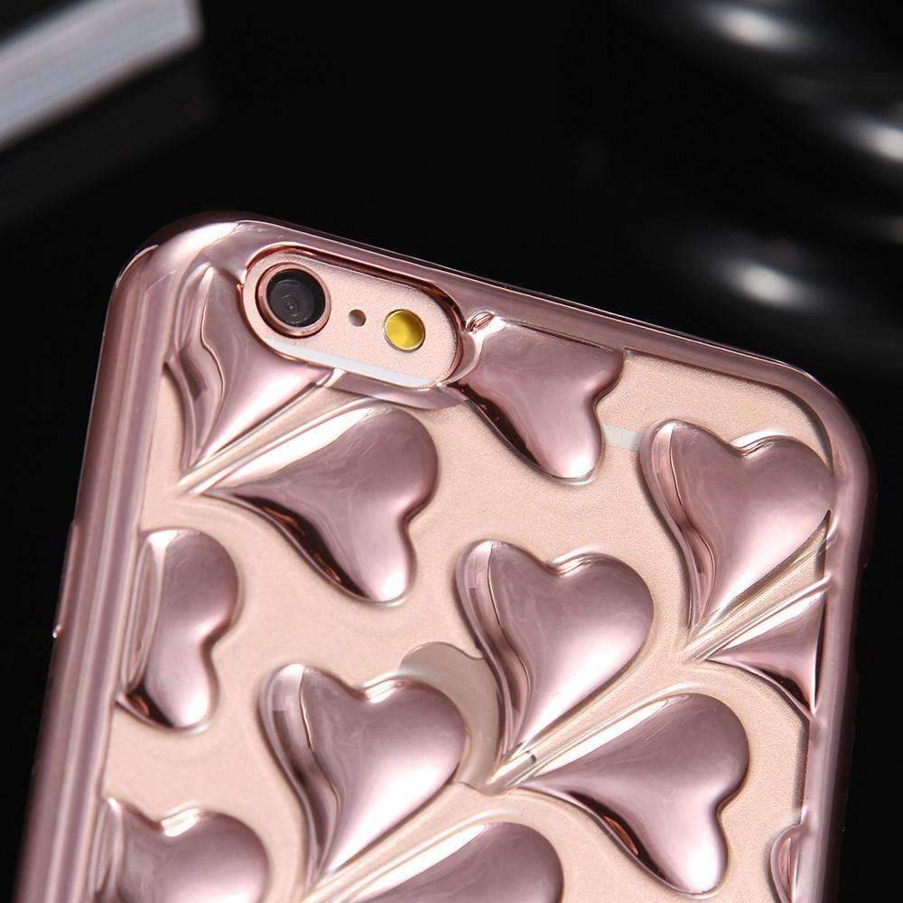 Case Cute Rose Gold Plating Heart Fashion For iPhone 6 6S