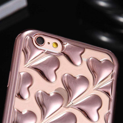 Case Cute Rose Gold Plating Heart Fashion For iPhone 6 6S