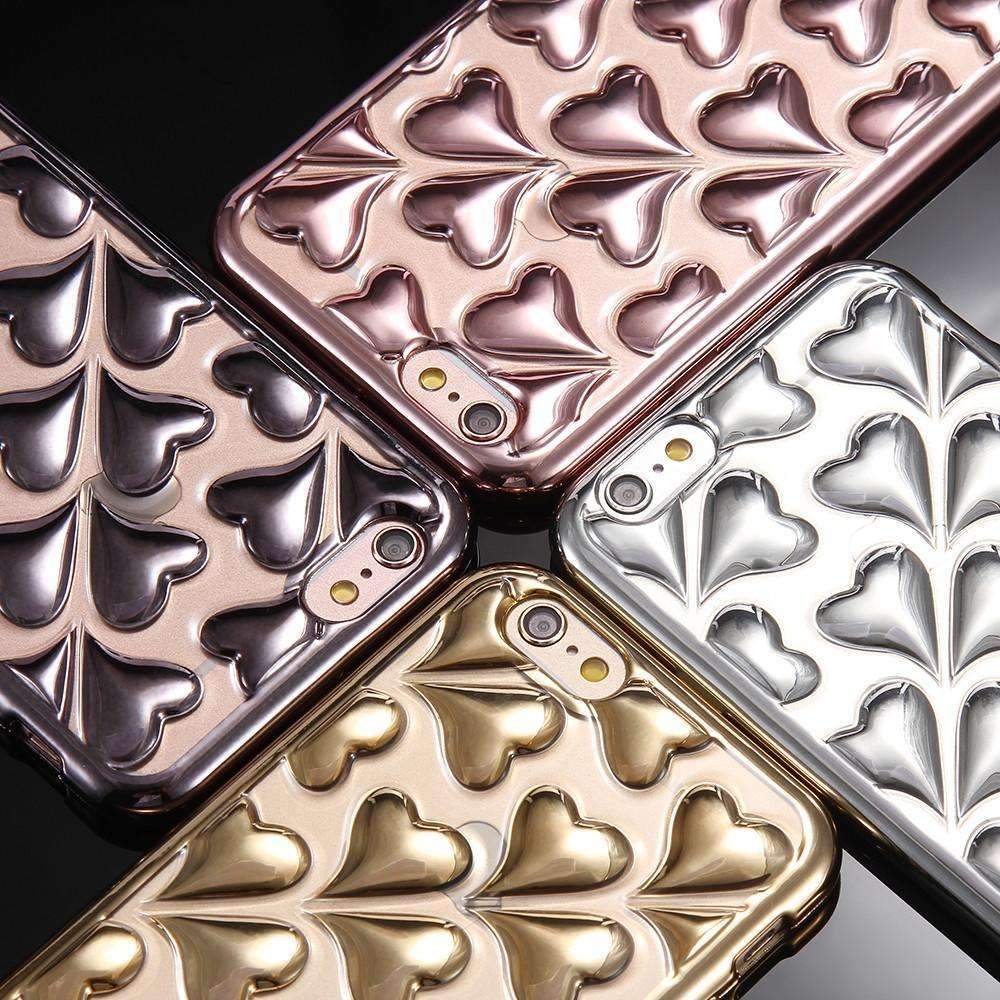 Case Cute Rose Gold Plating Heart Fashion For iPhone 6 6S