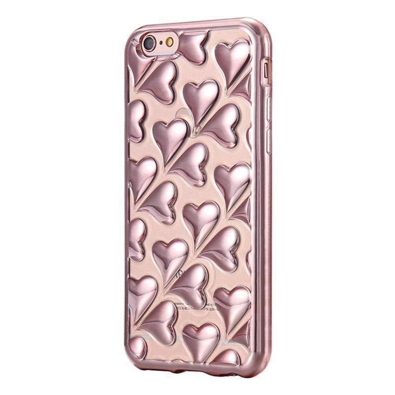 Case Cute Rose Gold Plating Heart Fashion For iPhone 6 6S