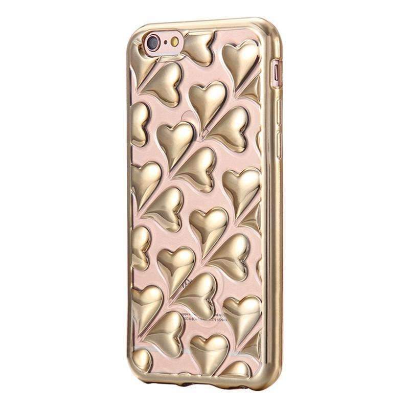 Case Cute Rose Gold Plating Heart Fashion For iPhone 6 6S