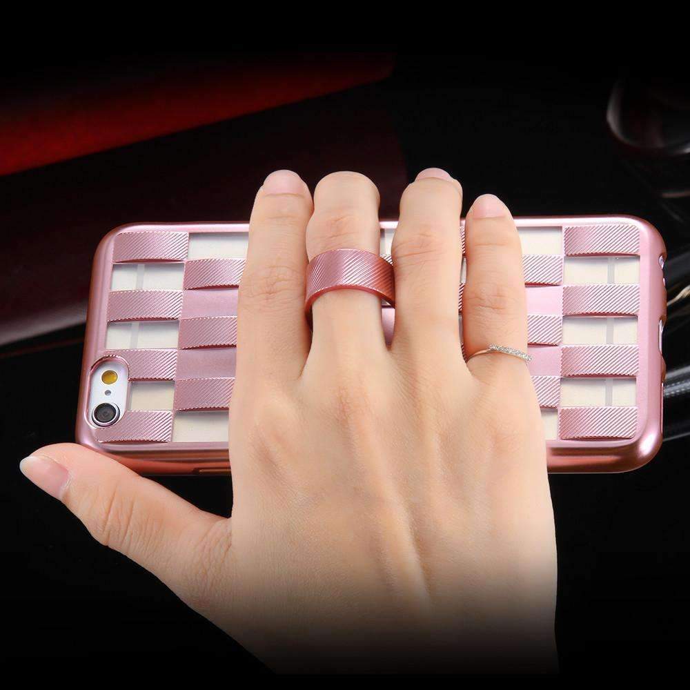 Case For iPhone 6 6s Plus Luxury 3D Weave Pattern Stand Holder Thin Phone