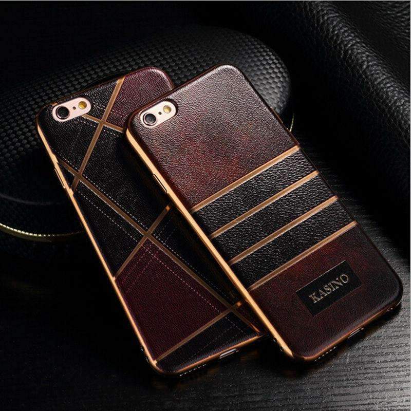 Luxury Leather Back Cover Electroplate For iPhone