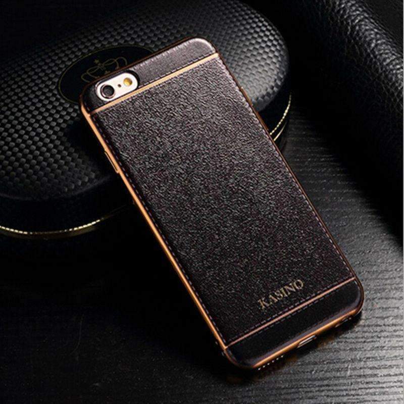 Luxury Leather Back Cover Electroplate For iPhone