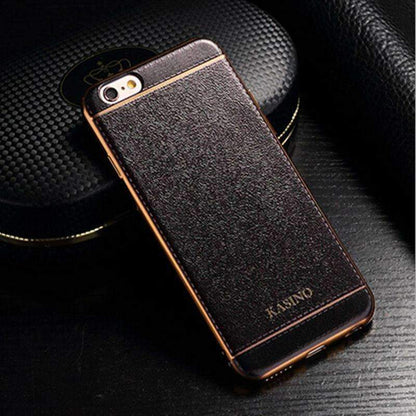 Luxury Leather Back Cover Electroplate For iPhone
