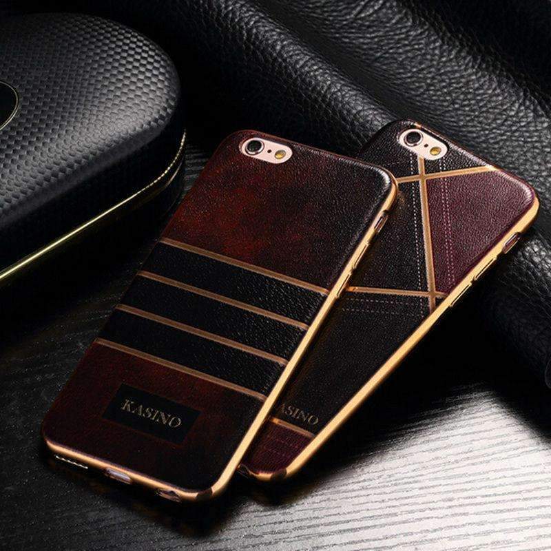 Luxury Leather Back Cover Electroplate For iPhone