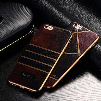 Luxury Leather Back Cover Electroplate For iPhone