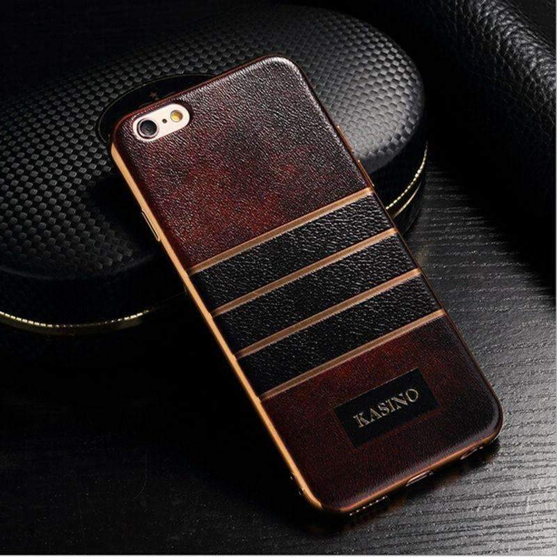 Luxury Leather Back Cover Electroplate For iPhone