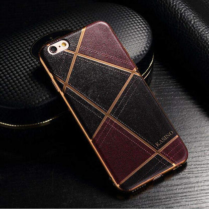 Luxury Leather Back Cover Electroplate For iPhone