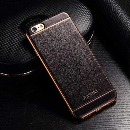 Luxury Leather Back Cover Electroplate For iPhone