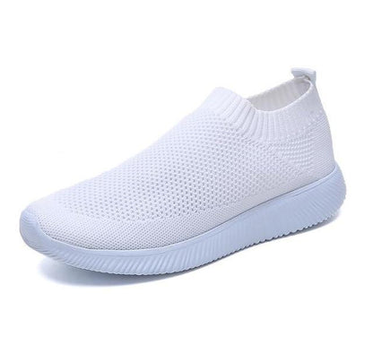 breathable air mesh sneakers women slip on platform knitting flats