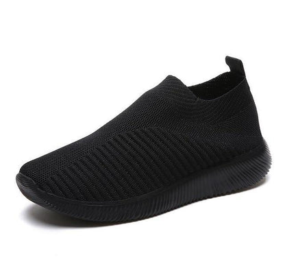 breathable air mesh sneakers women slip on platform knitting flats