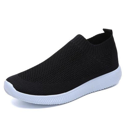 breathable air mesh sneakers women slip on platform knitting flats