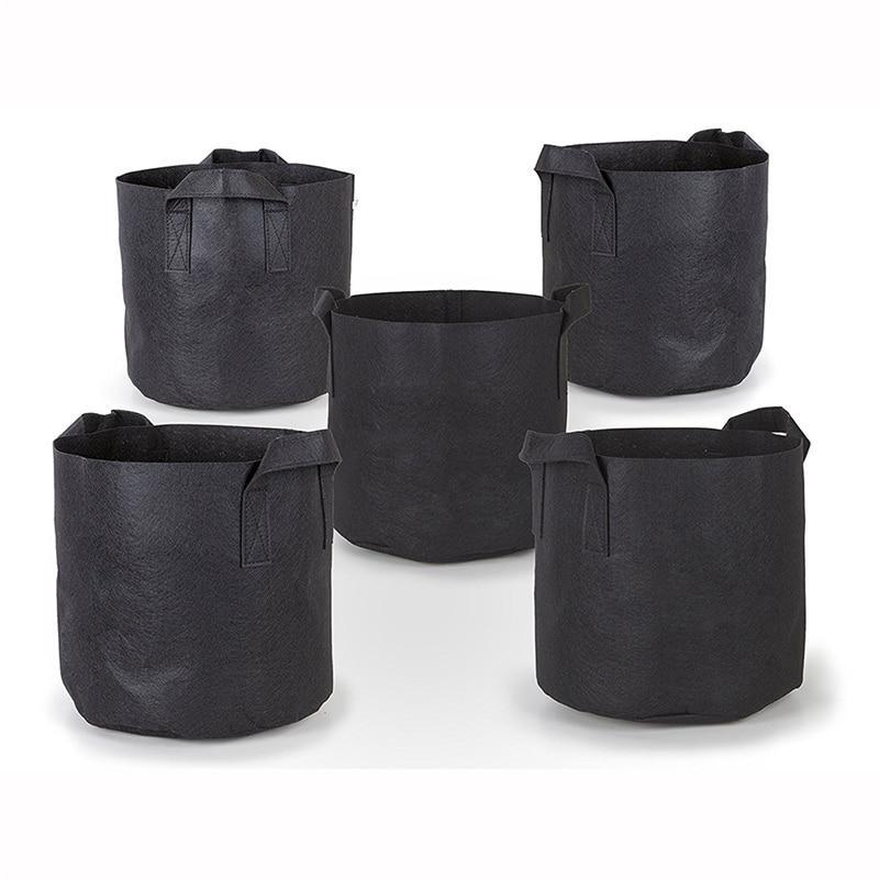 Aeration Black Fabric Pots with Handles Flower