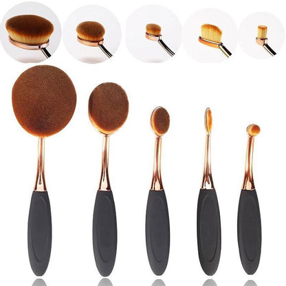 GoldBrush - 5 Piece Oval Makeup Brush
