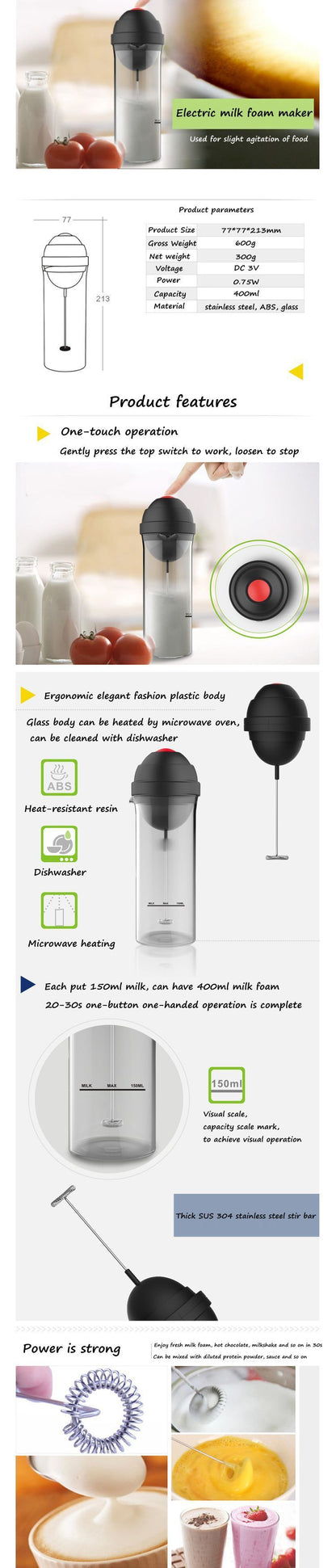 Electric Handheld Milk Frother