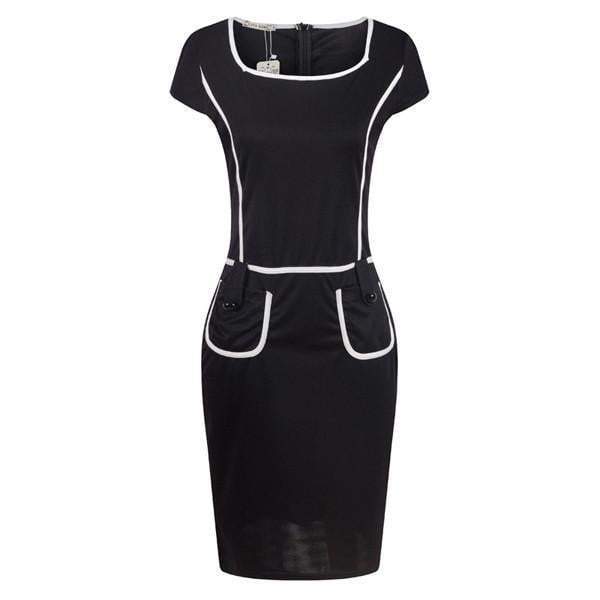 Elegant Women Tunic  Sleeve Knee Length Bodycon Business Pencil Midi Dress