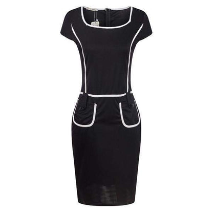 Elegant Women Tunic  Sleeve Knee Length Bodycon Business Pencil Midi Dress
