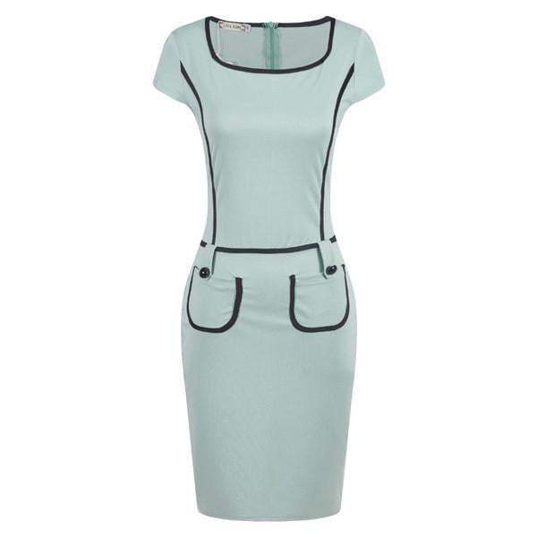 Elegant Women Tunic  Sleeve Knee Length Bodycon Business Pencil Midi Dress