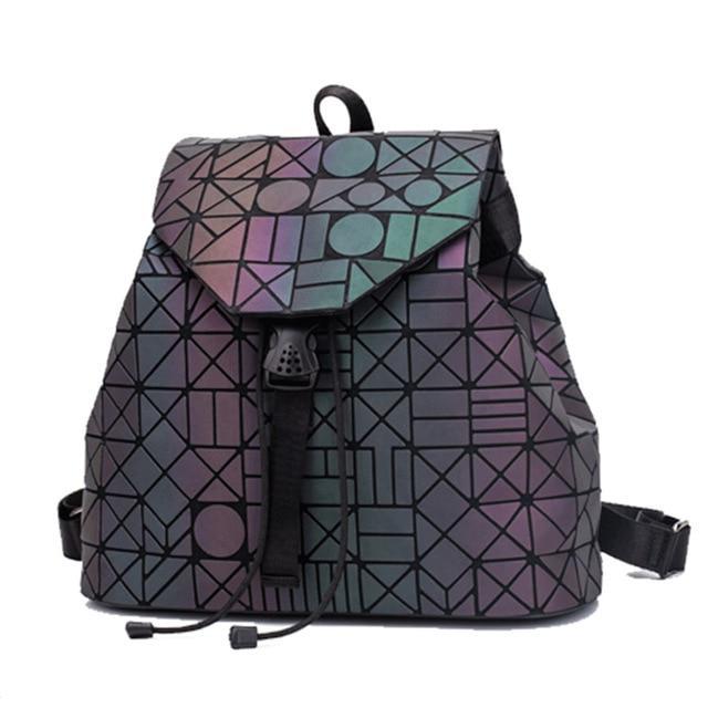 Geometric Backpack Holographic Reflective Bag