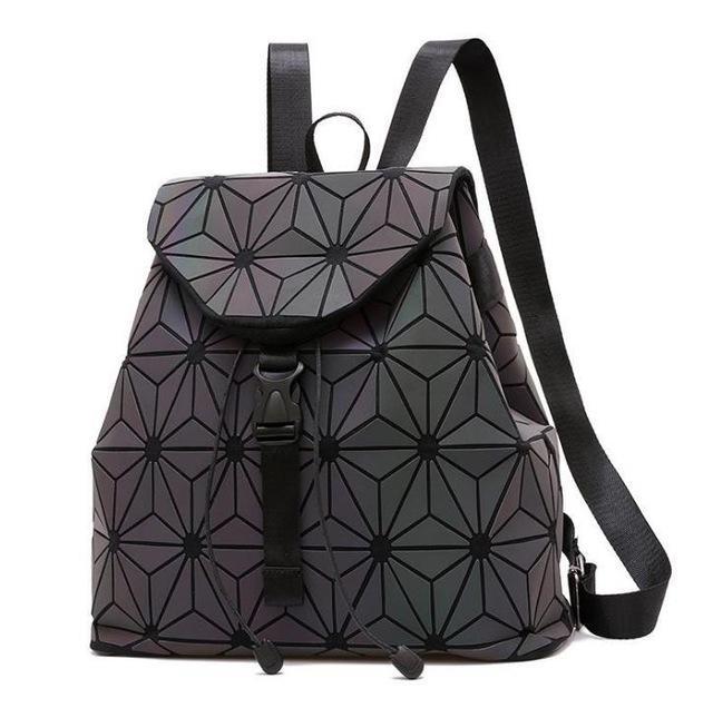 Geometric Backpack Holographic Reflective Bag