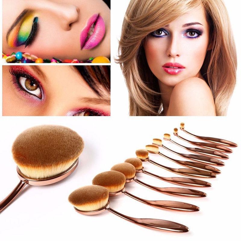 GoldBrush -10 Piece Oval Makeup Brush