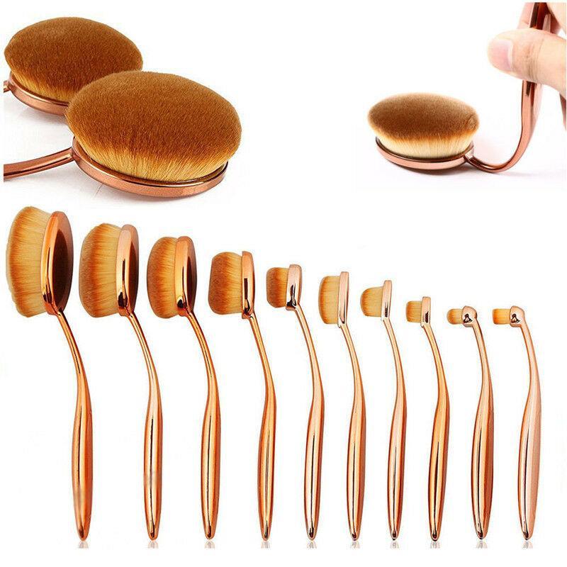 GoldBrush -10 Piece Oval Makeup Brush