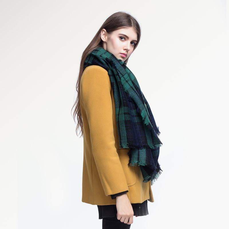 [VIANOSI] Brand Women Winter Plaid Square Knitted Scarf